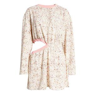 Open Edit Print Cut out Long Sleeve Dress Pink Pastel Size 2X NWT